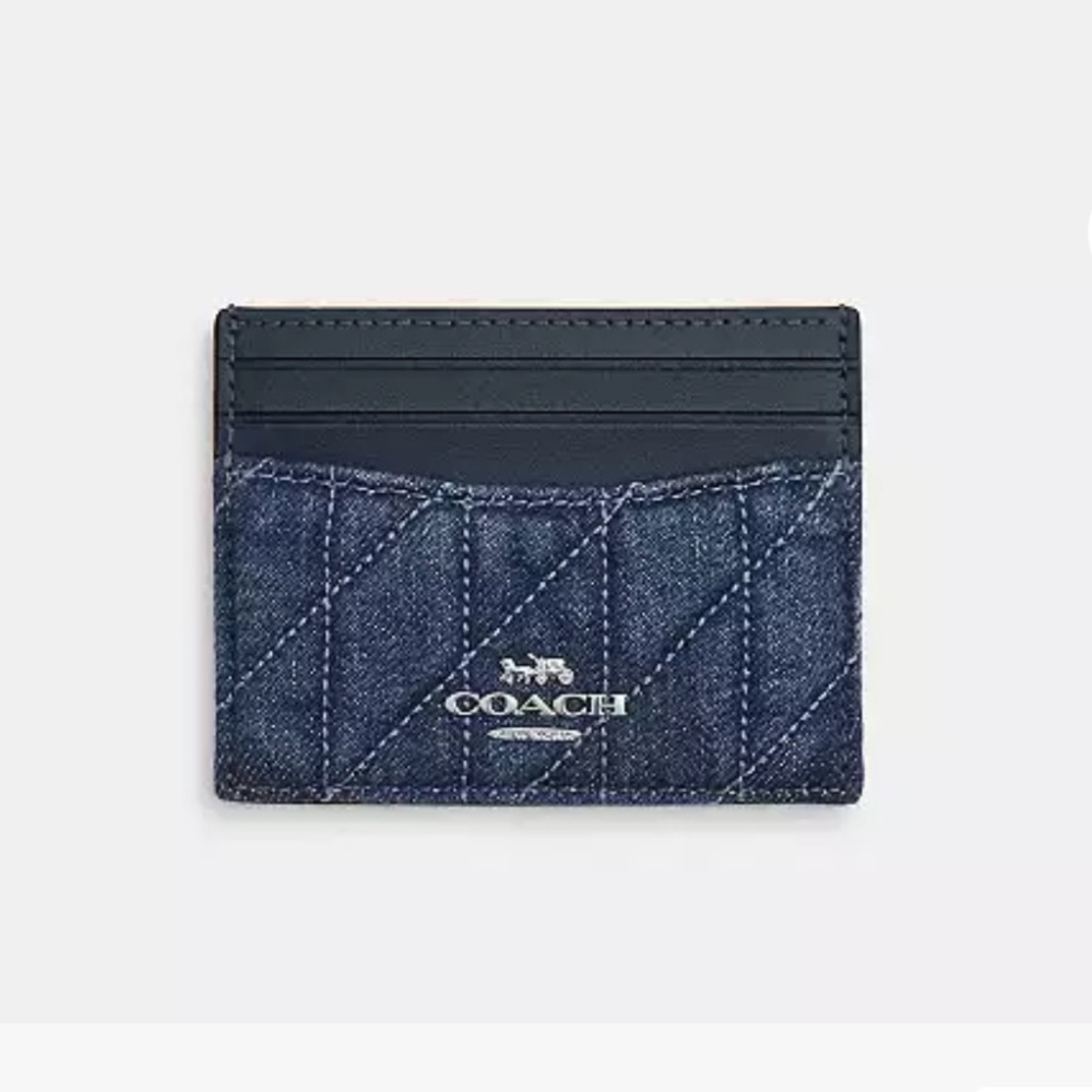 Coach Blue Quilted Denim Card Case